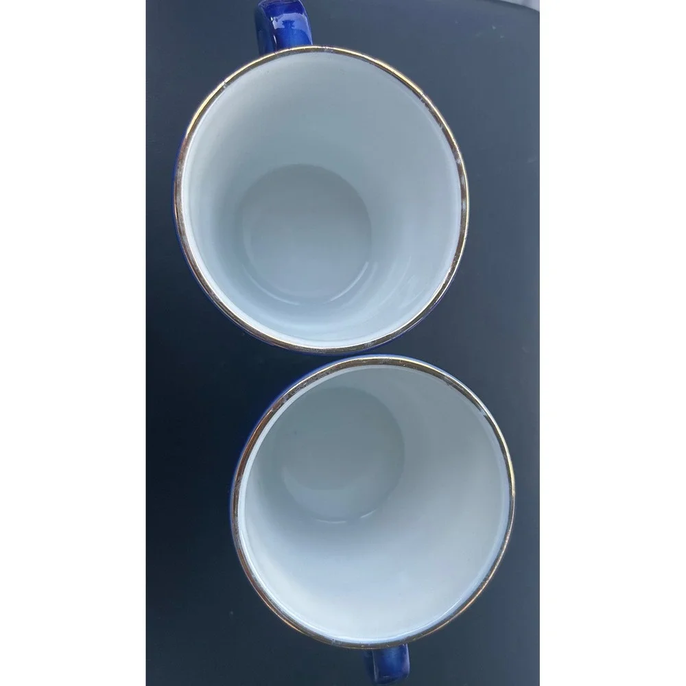 Alba Iulia Romania Cobalt Blue Gold Rim Espresso Cup and Saucer Set of 2 Vintage